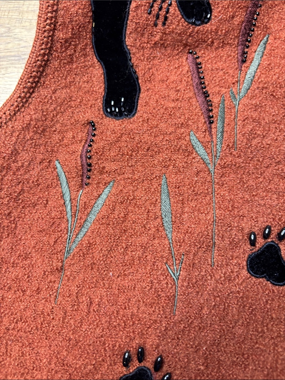 Women’s Vintage Lisa International Wool Panther Vest with Faux Fur Collar Size M - Picture 7 of 7